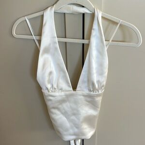 Zara white silk halter top